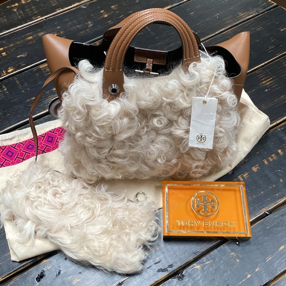 Tory Burch Rory Shearling Mini Tote with Dust Bag - Picture 3 of 17